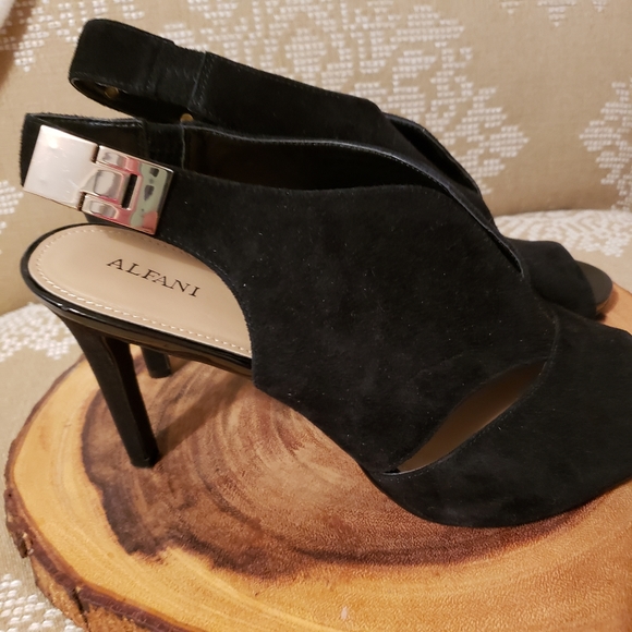 CUT-OUT PEEP-TOE SLING-BACK SUEDE HEELS - Picture 7 of 12